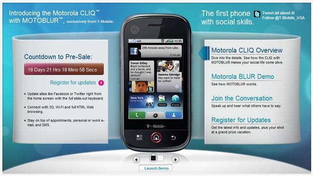 Motorola cliq presale