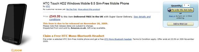 HTC HD2 Amazon