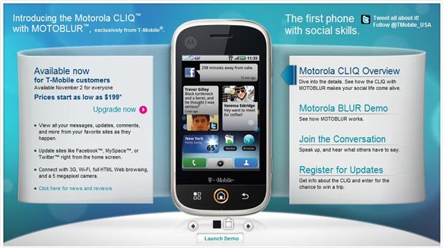 Motorola CLIQ availalbe