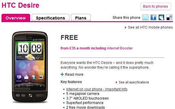 HTC Desire T-mobile UK