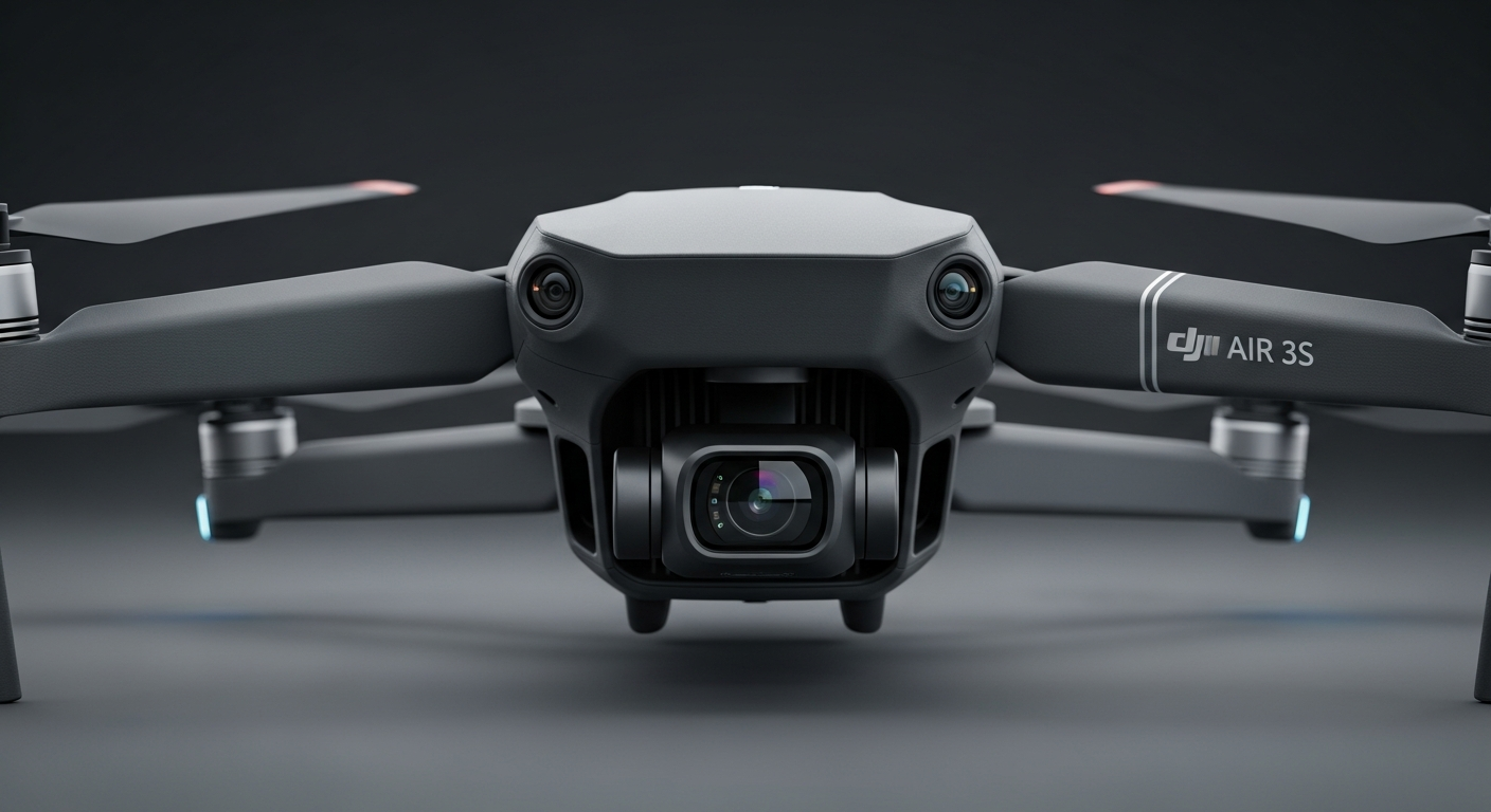 DJI Air 3S forward-facing LiDAR obstacle avoidance sensor close up