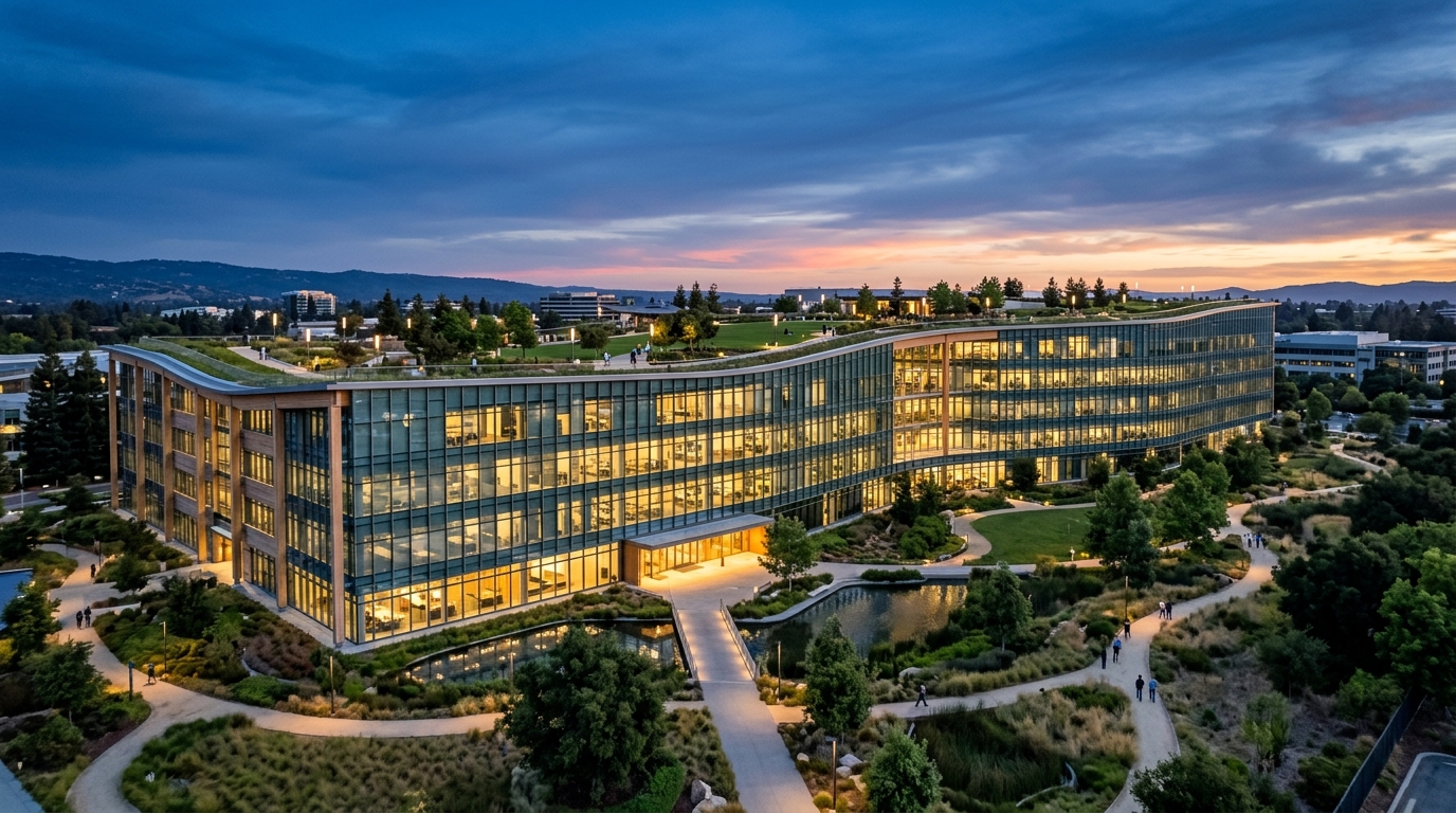Meta headquarters at dusk