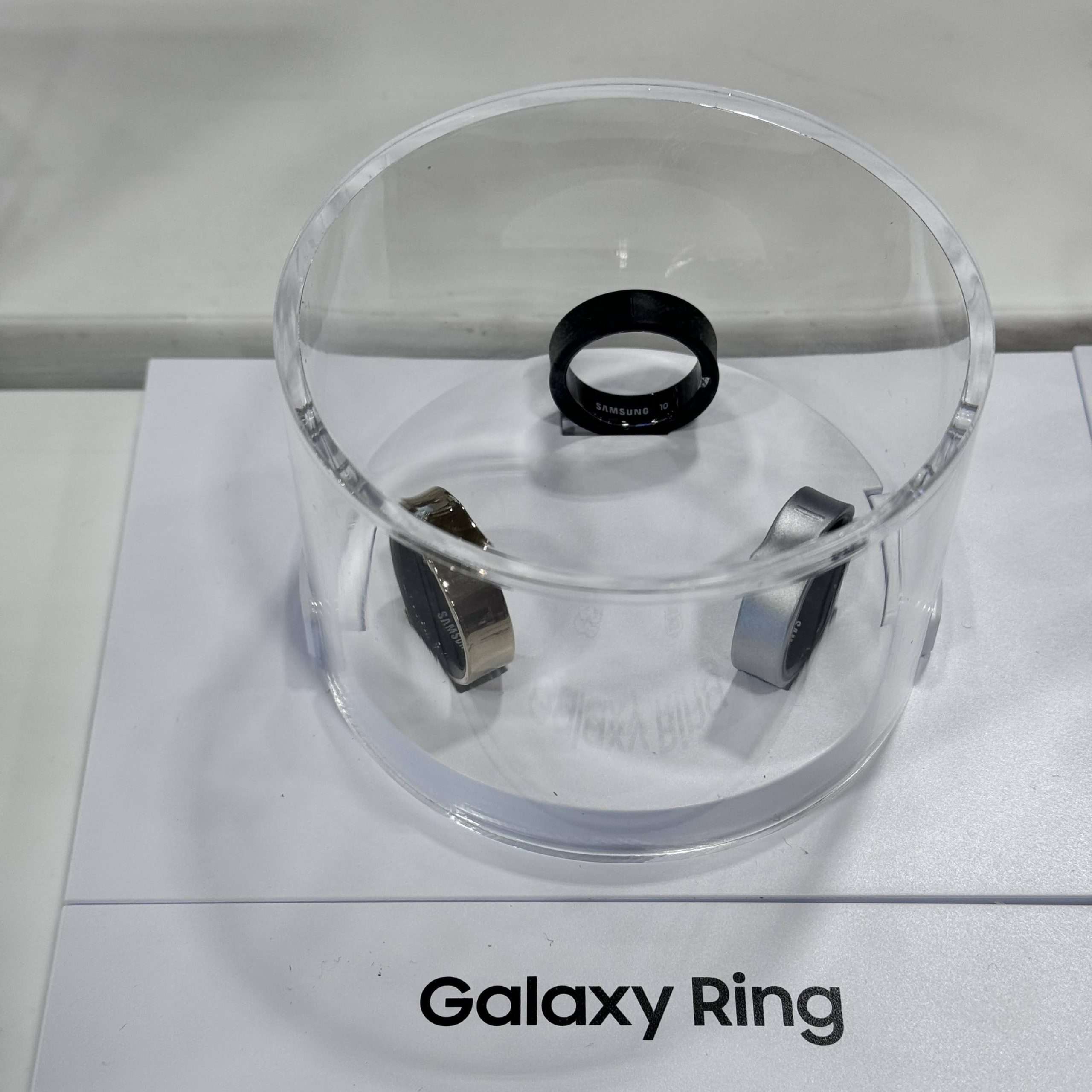 best smart rings 2026 - Samsung Galaxy Ring on display showing titanium finish