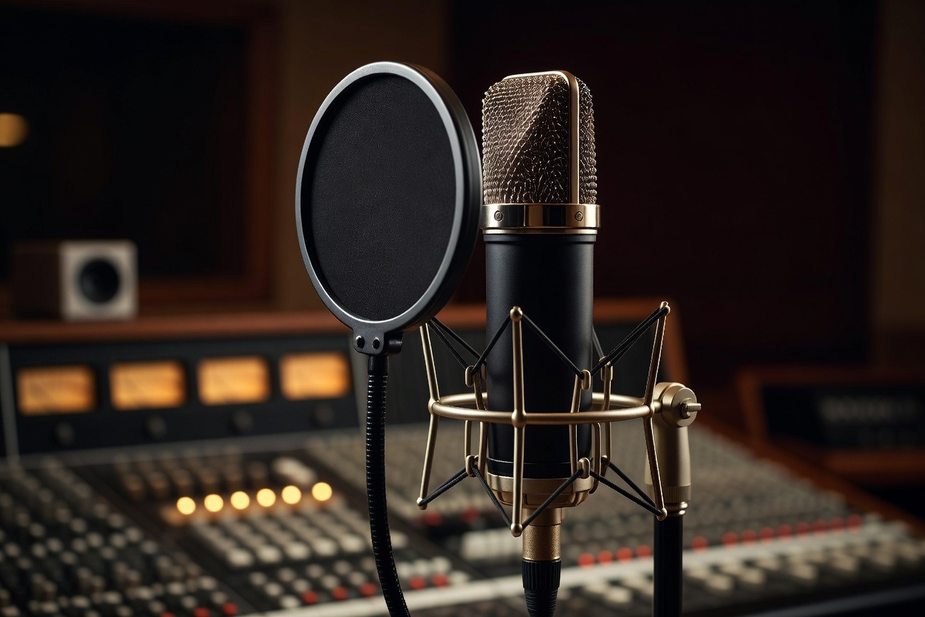Professional condenser microphone in recording studio. Image: MTW