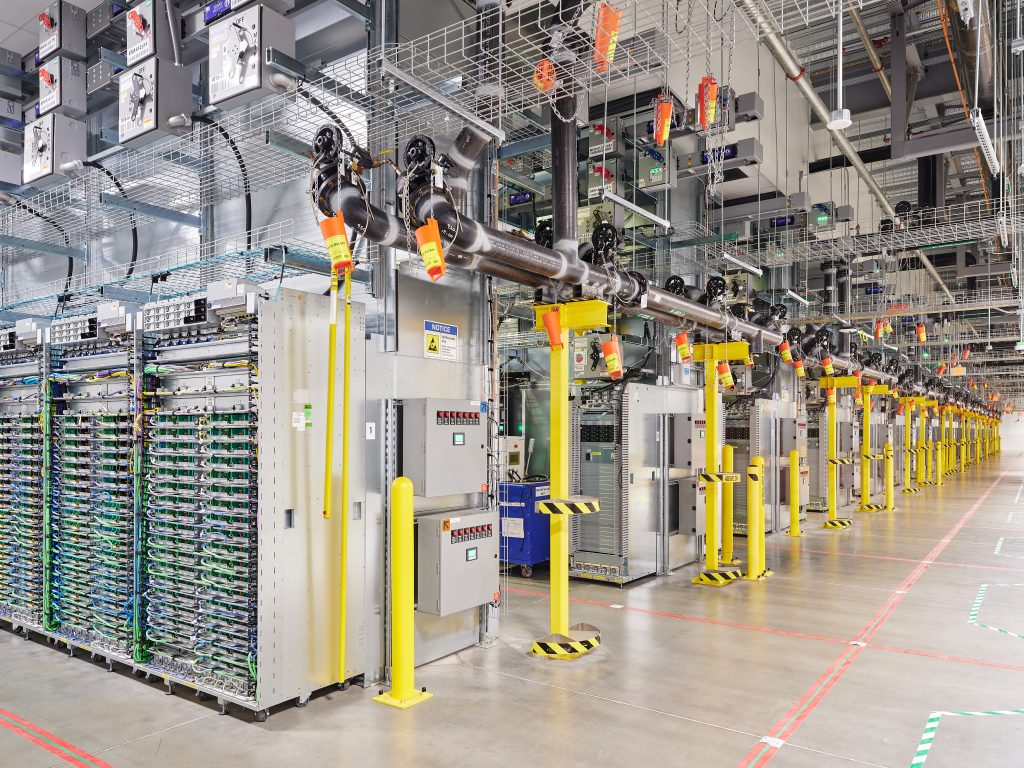 Server aisles inside Google data center