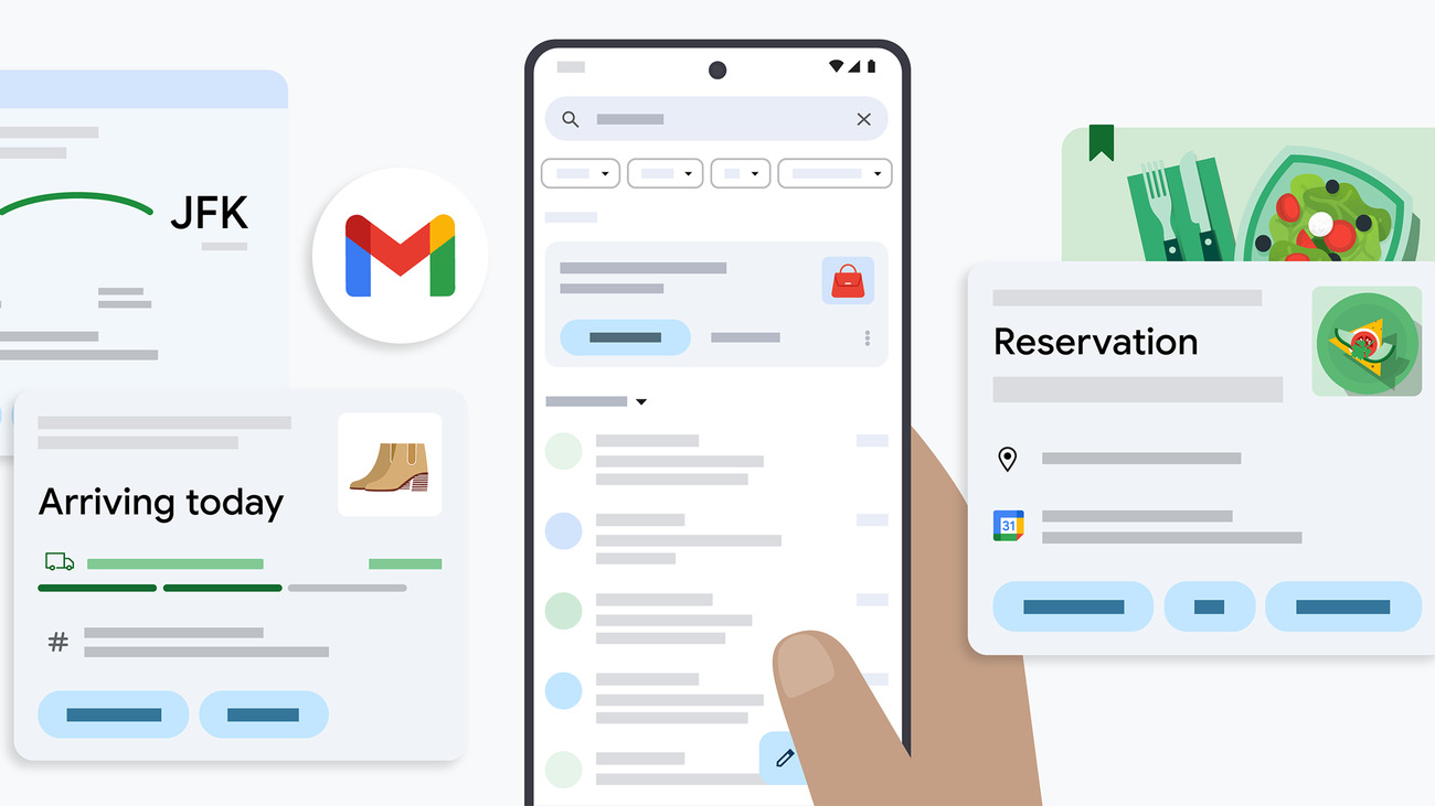 Gmail AI Inbox summary cards showing smart email categorisation