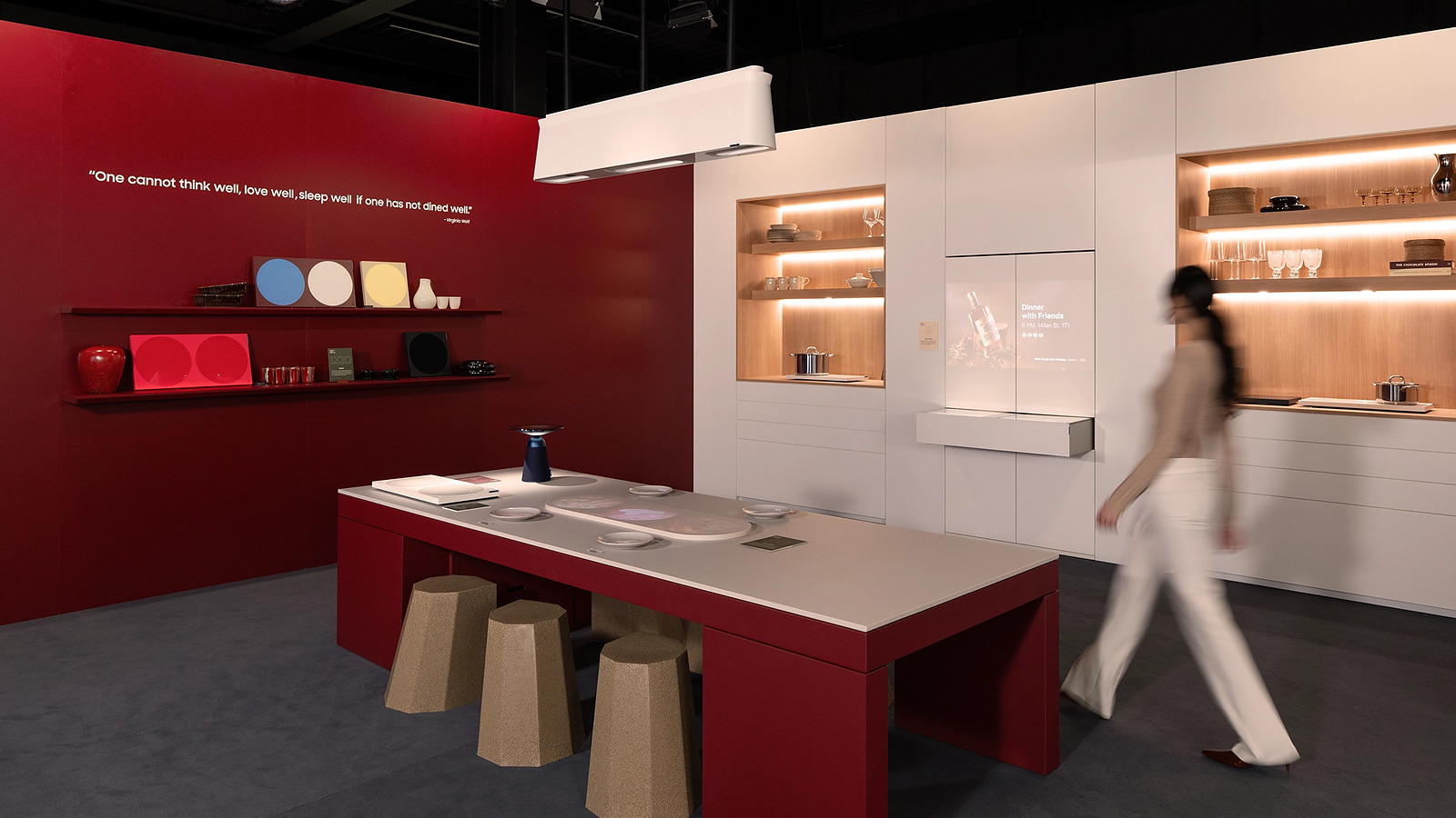 Samsung Culinary Intelligence zone showing a connected kitchen counter and tabletop AI device