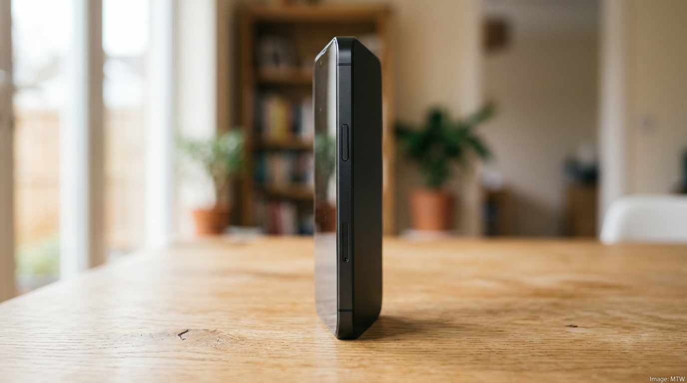 Side profile of thick big-battery smartphone