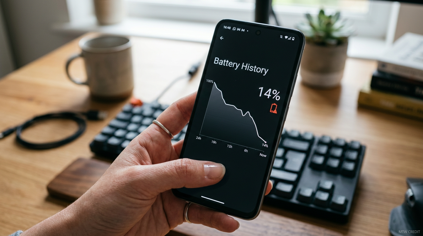 Battery history graph on Android phone