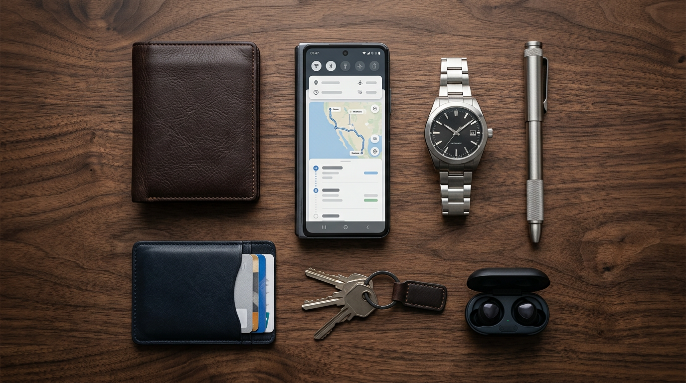 best phones for business travel flat lay
