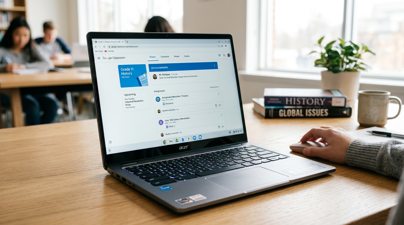 Chromebooks for students Google Classroom interface