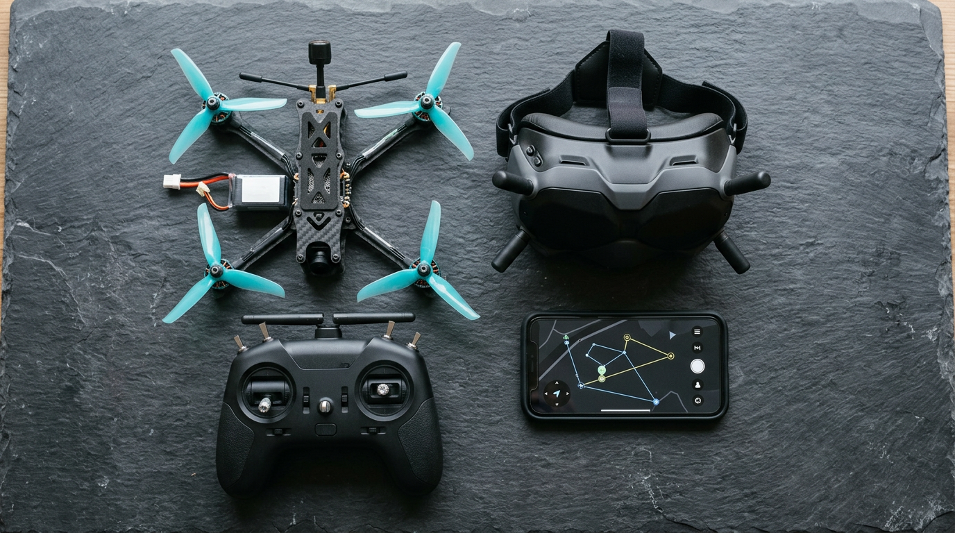 DJI Avata 2 FPV kit flat lay