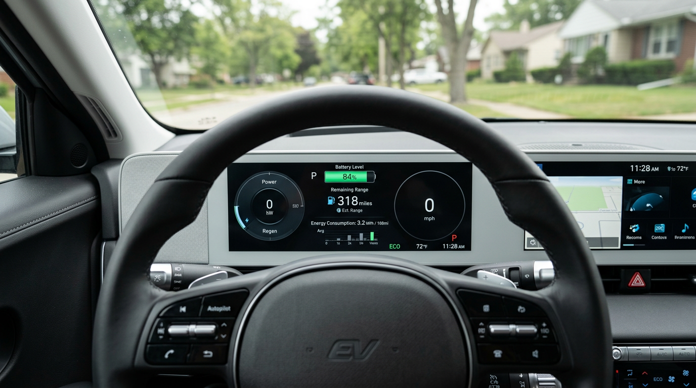EV efficiency data on a dashboard