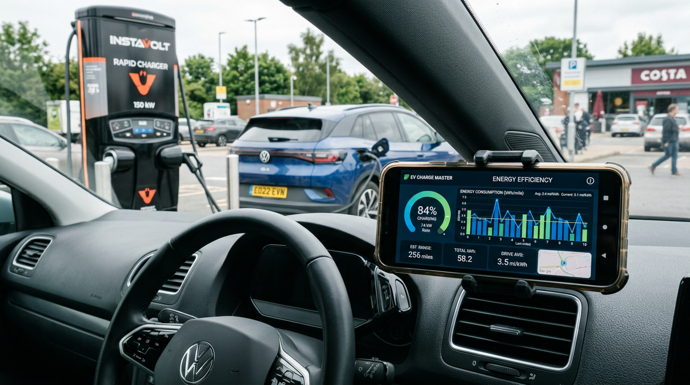EV efficiency data in a phone app