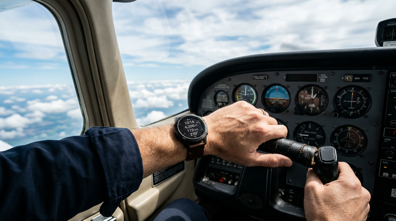 Aviation watch in a small aircraft cockpit