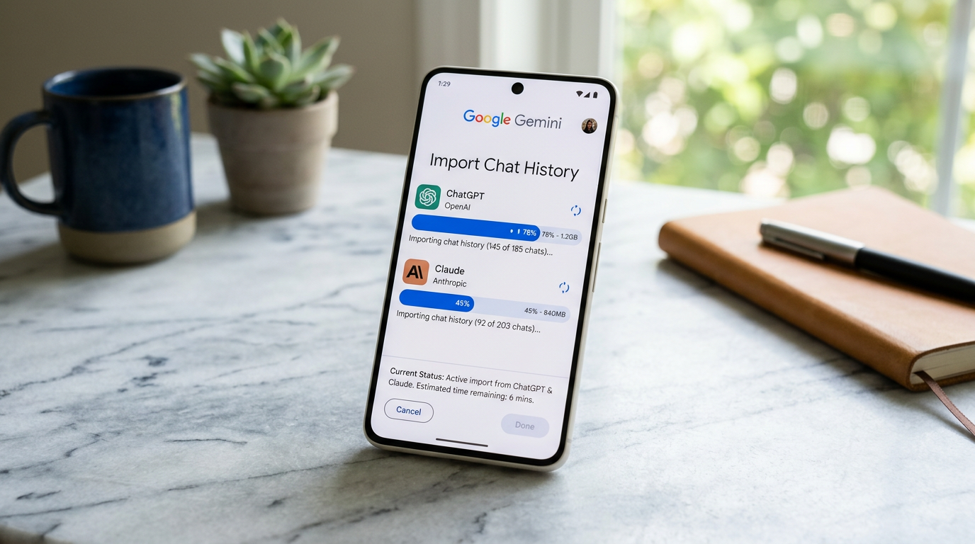 Google Gemini import chat history
