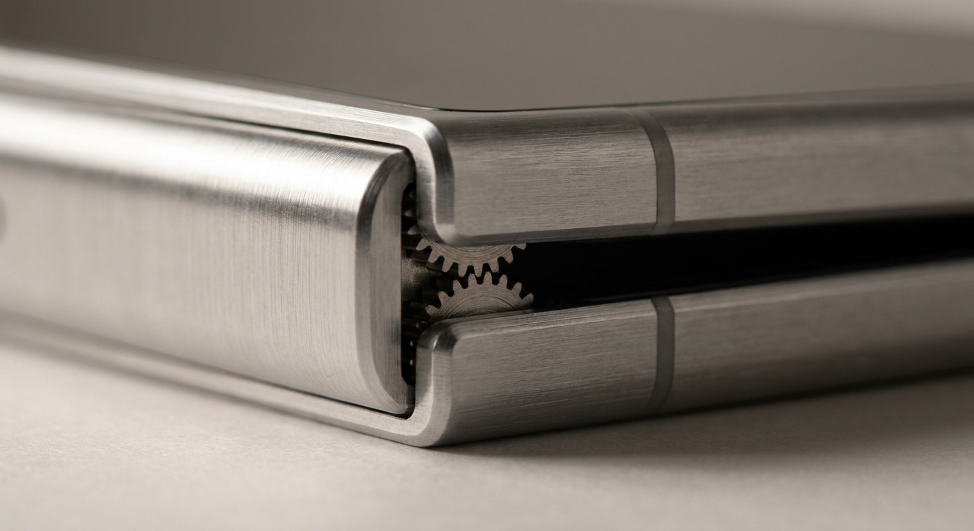 Side profile of the Huawei Pura X Max showing the slim folding hinge
