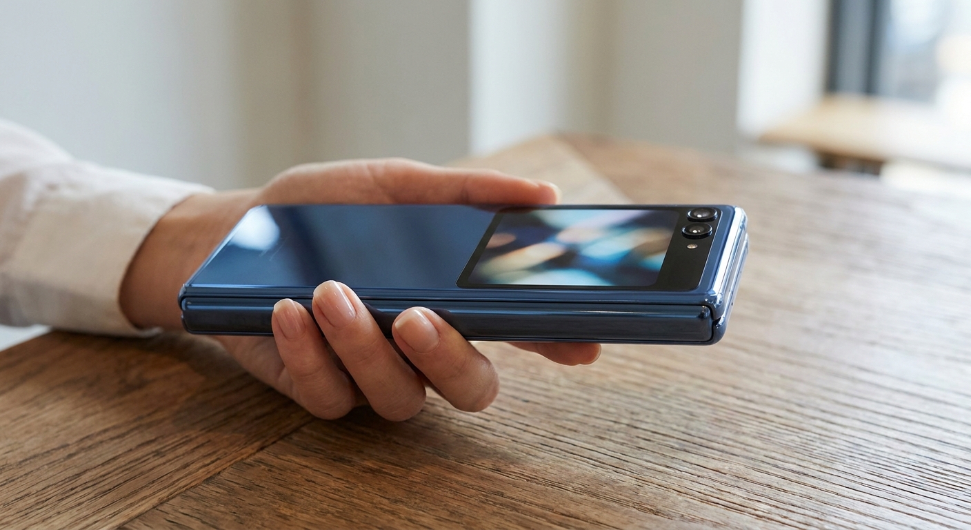 Closed Huawei Pura X Max showing the 5.4 inch outer cover screen