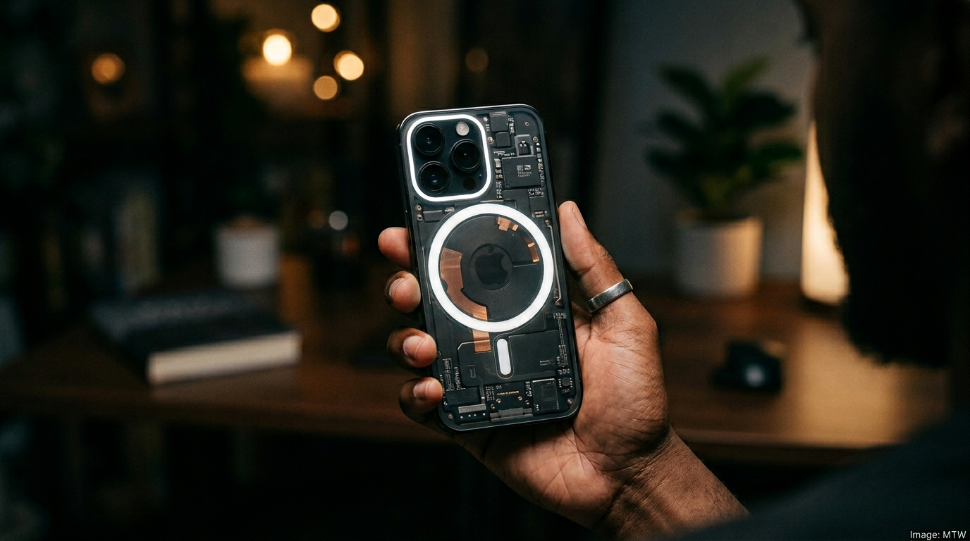 Glyph interface lit up on the back of Nothing phone