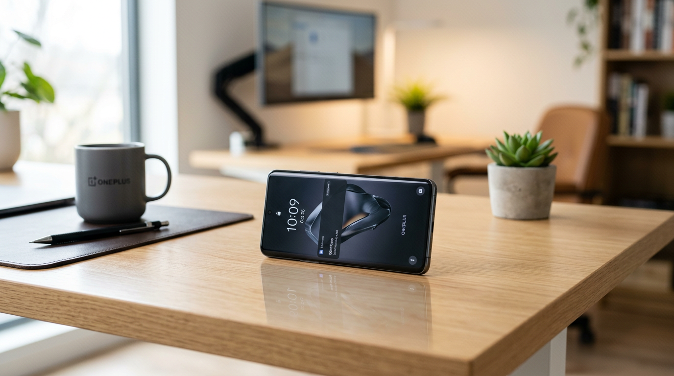 OnePlus 15T preview phone on desk