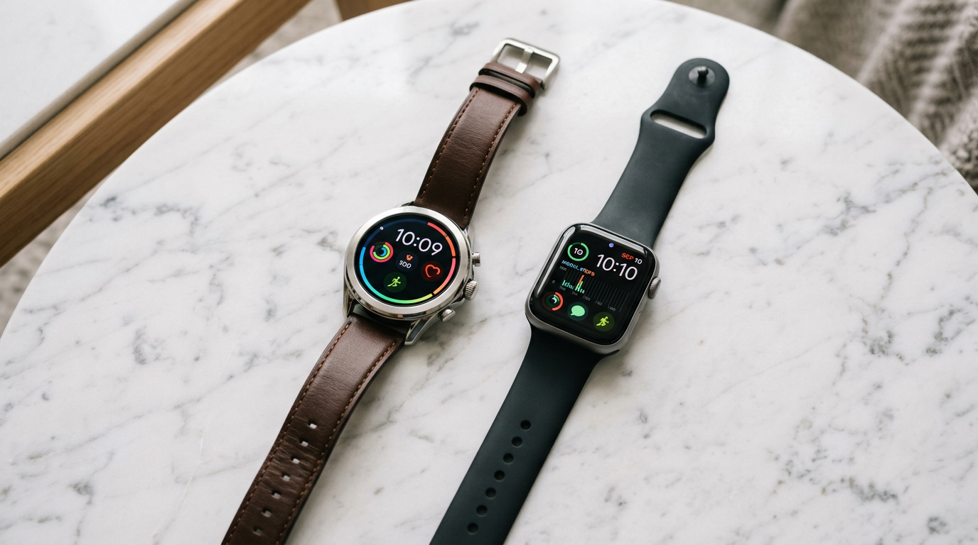 Apple Watch Series 11 vs Galaxy Watch 7 flat lay