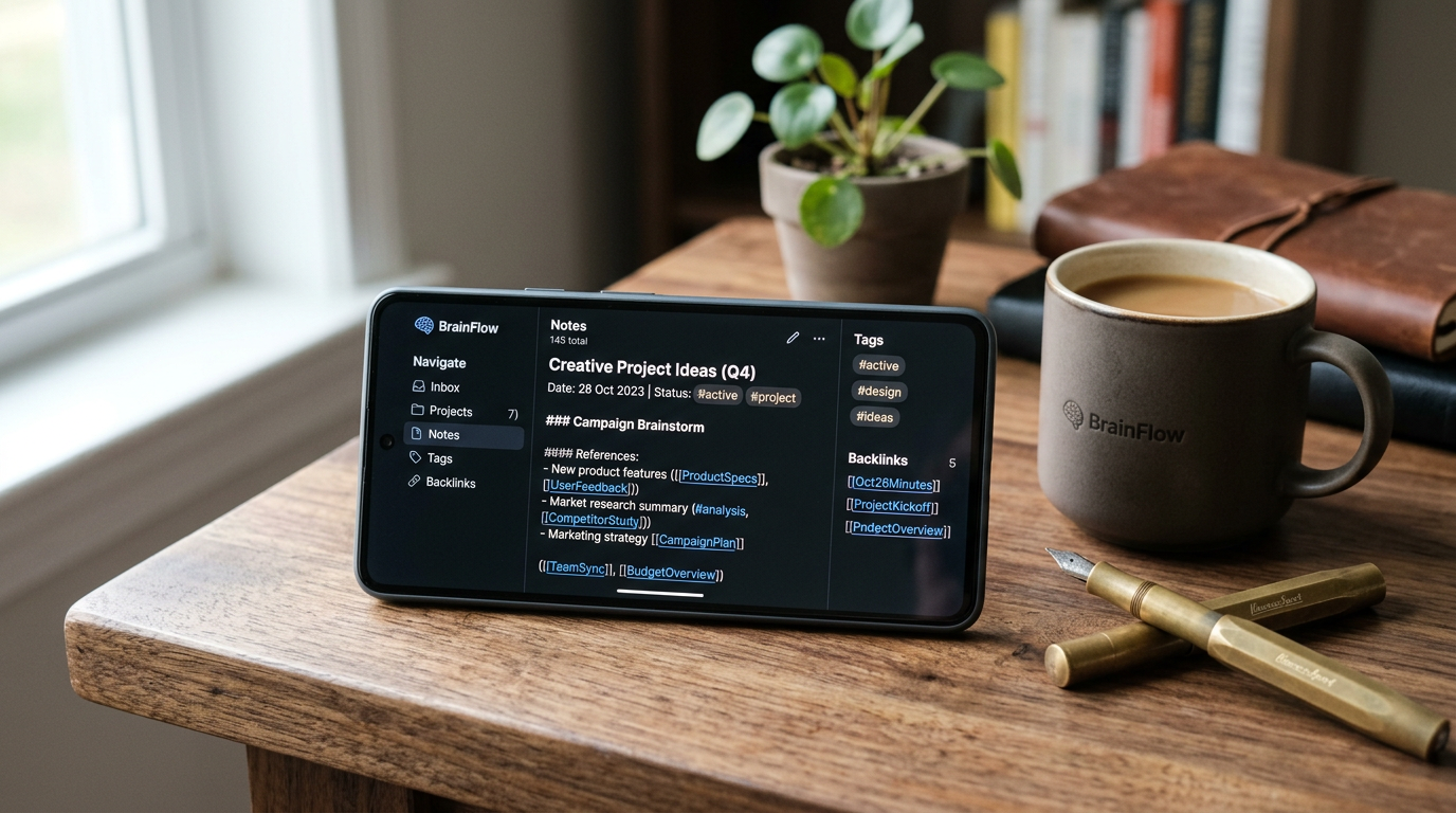 second brain notes app on a phone