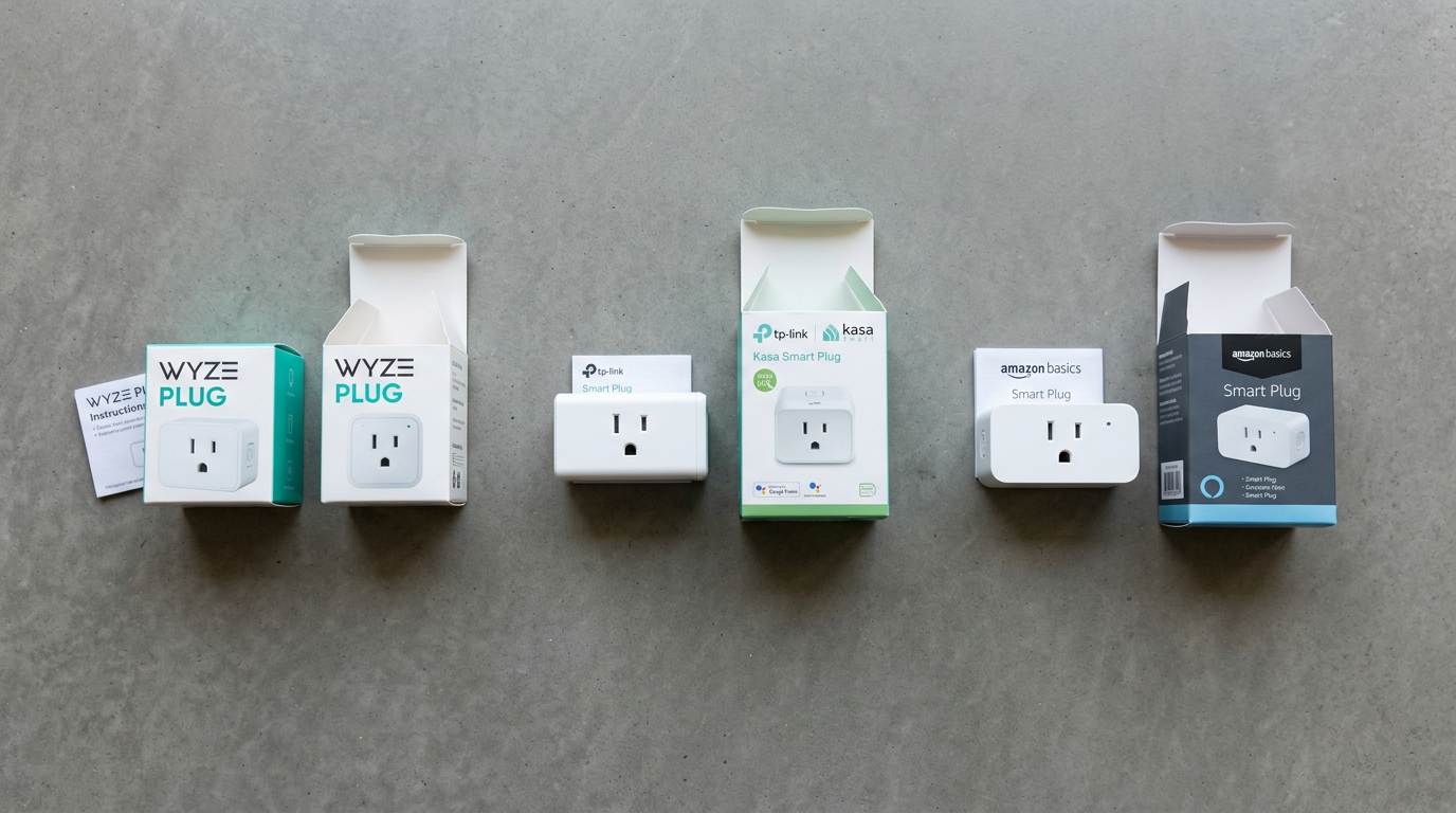 best smart plugs comparison flat lay