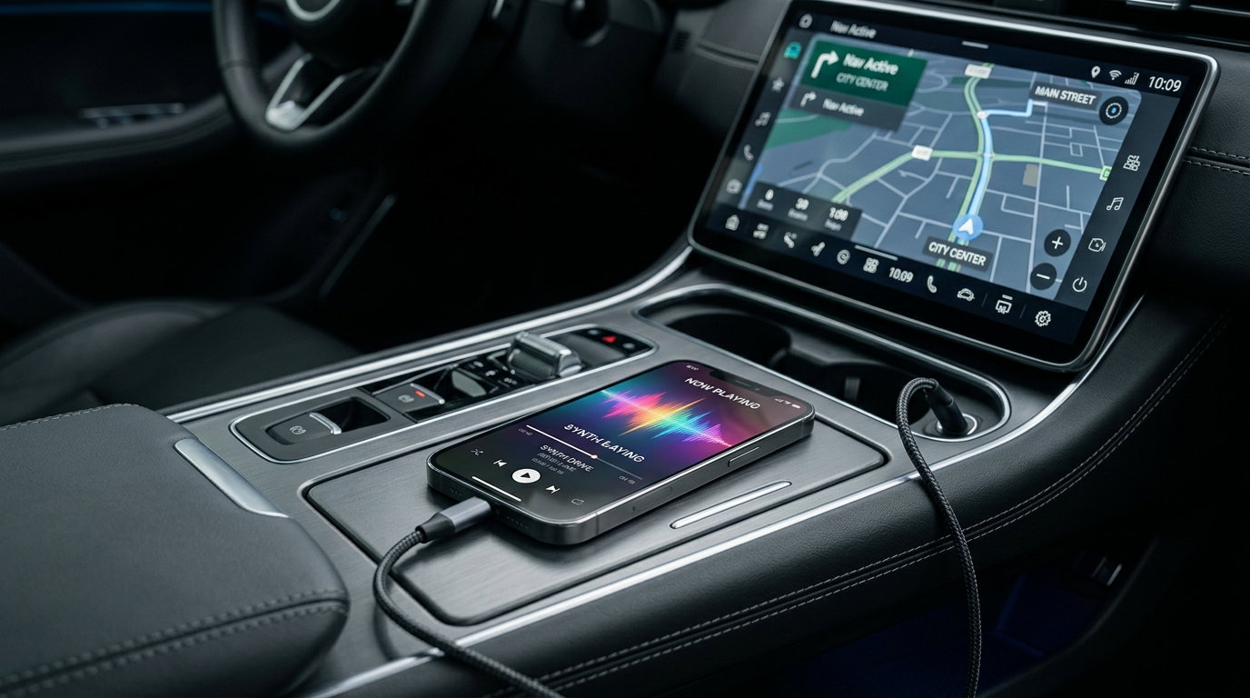 Tesla Apple CarPlay phone connected