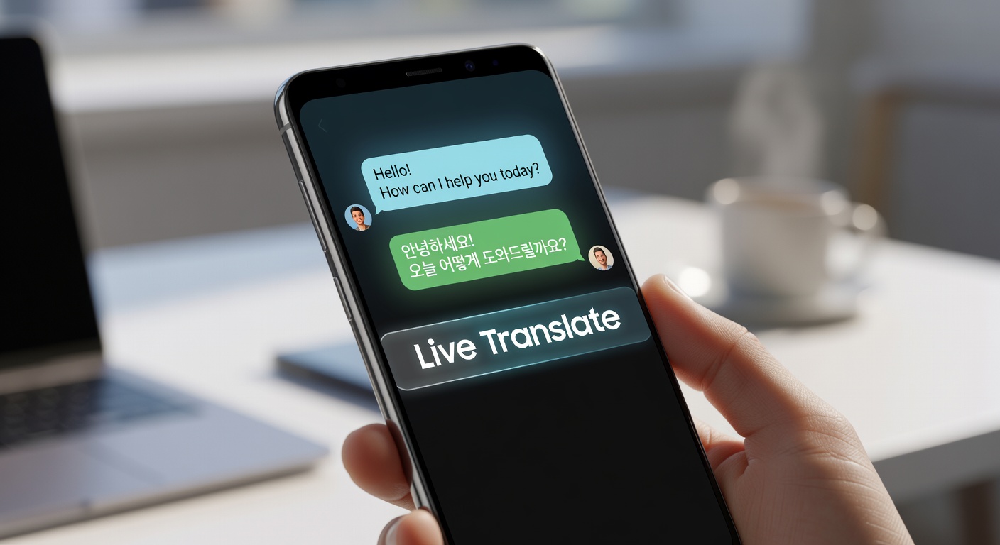 Galaxy AI Live Translate showing English to Korean translation. Image: MTW