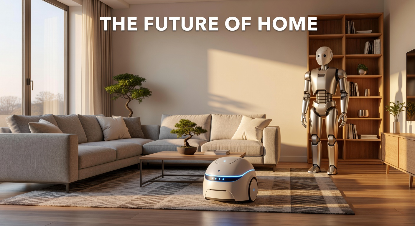 Multiple AI robots in modern living room. Image: MTW