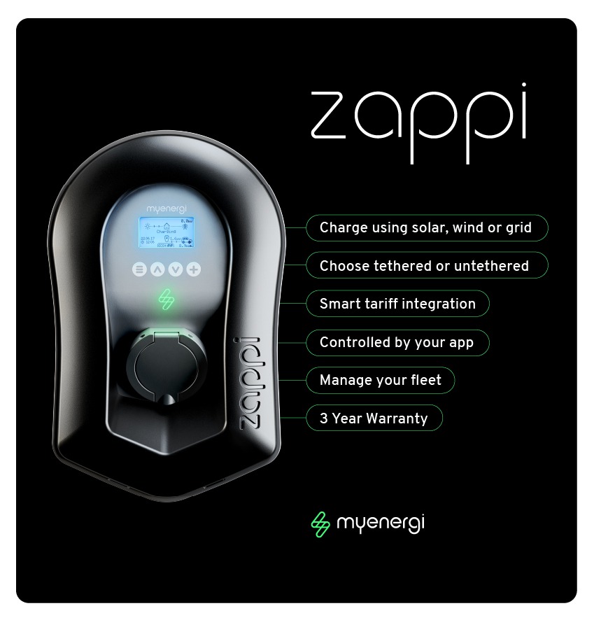 Myenergi Zappi V2 smart EV charger with solar integration. Image: Myenergi