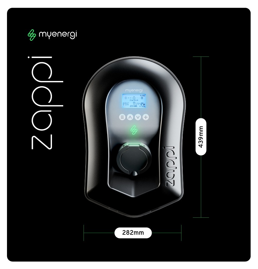Zappi EV charger installed on home exterior wall. Image: Myenergi