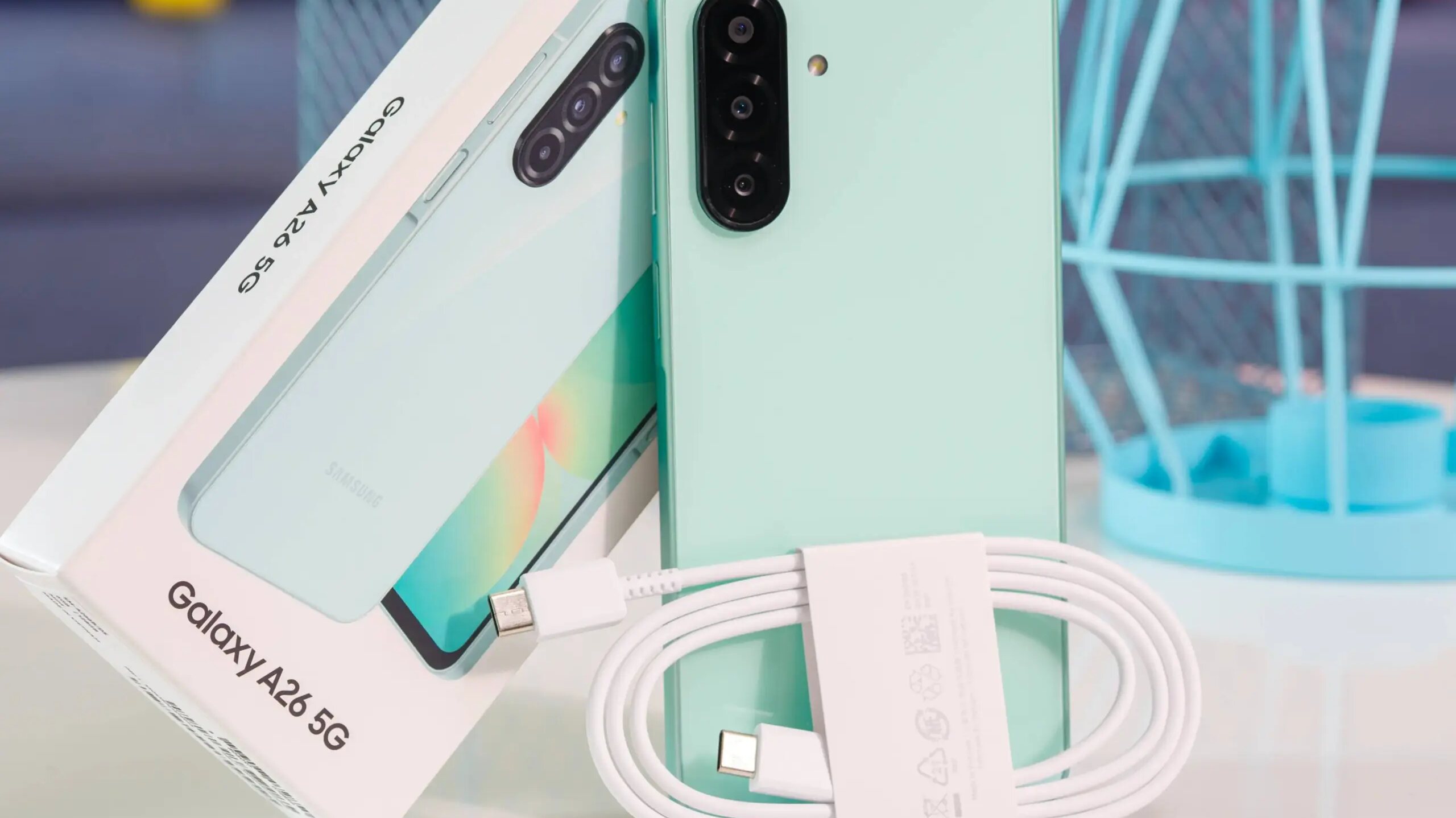 Samsung Galaxy A26 in-hand lifestyle image, UK context for the leaked Galaxy A27