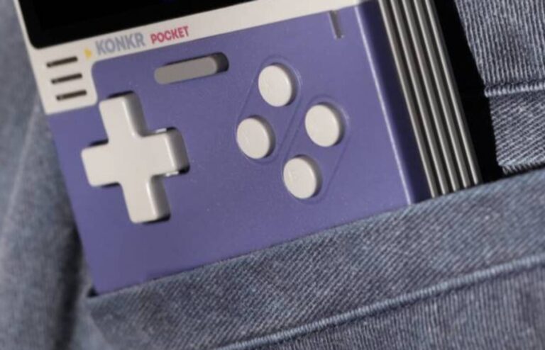 AYANEO KONKR Pocket BLOCK handheld console controls in pocket