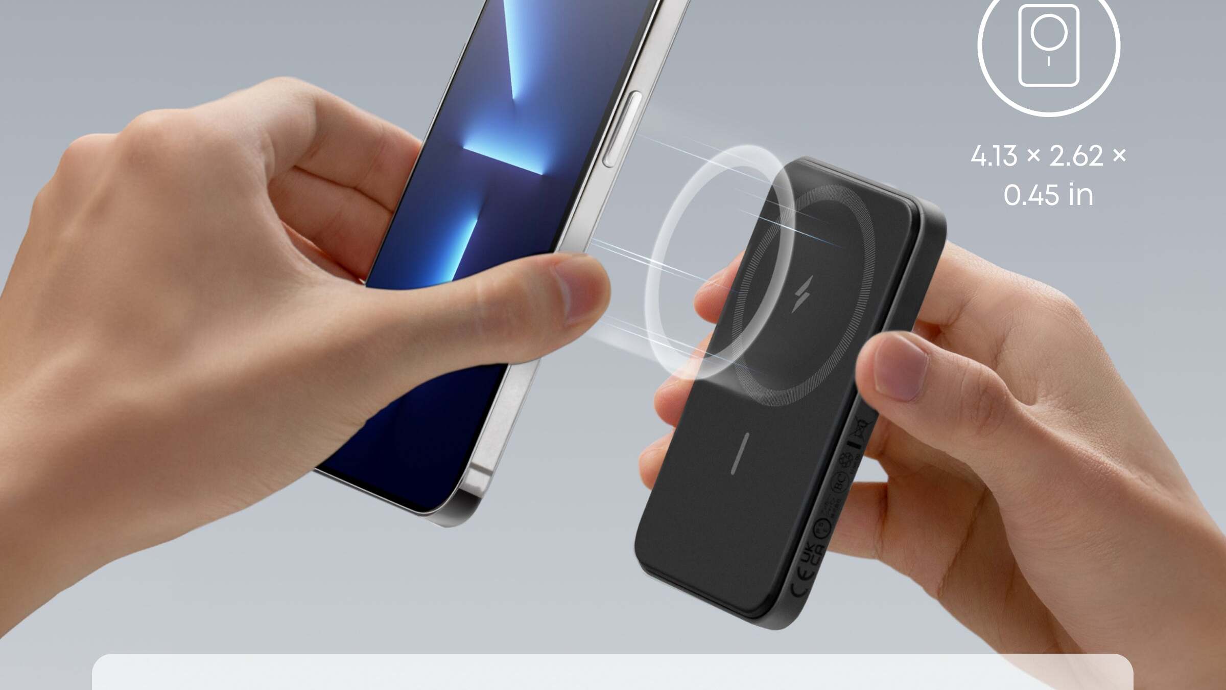 Anker MagGo with kickstand showing how the best MagSafe battery bank attaches to an iPhone in portrait