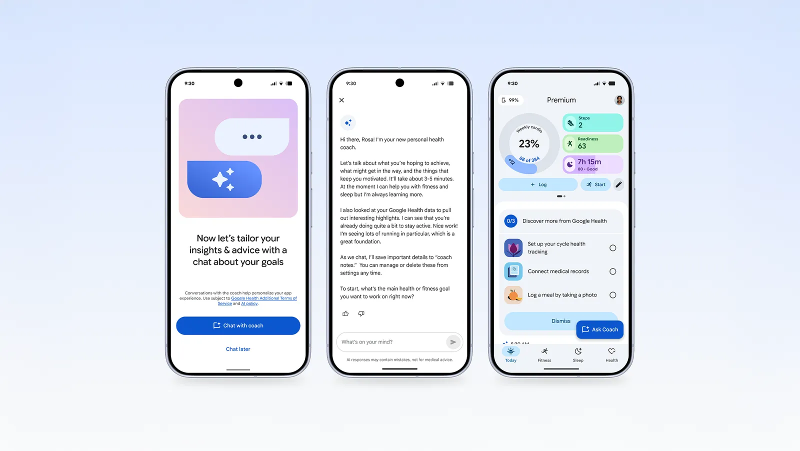Fitbit Air vs Apple Watch SE onboarding through Google Health app on phone