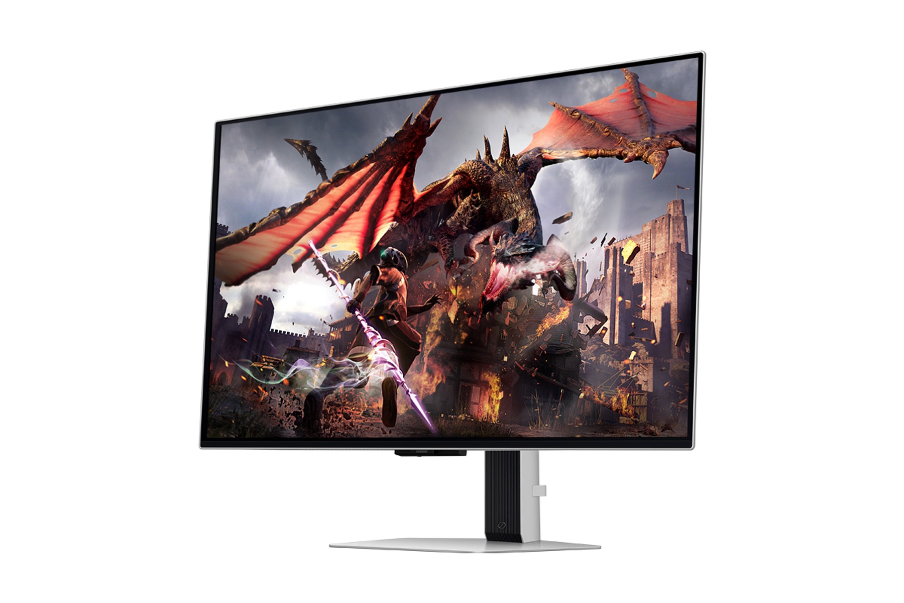 Samsung Odyssey OLED G8 G80SD QD-OLED 4K 240Hz gaming monitor angled