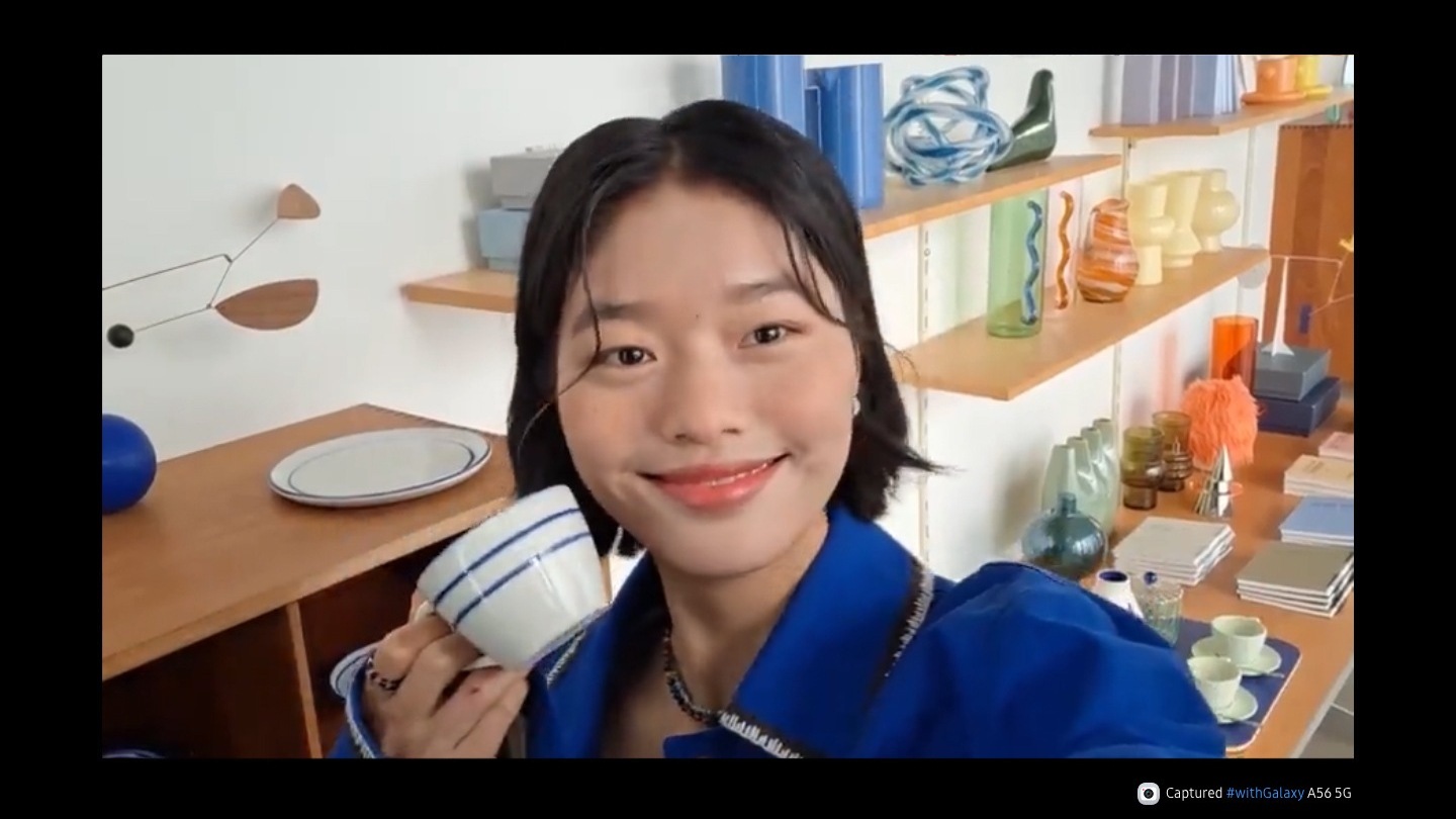 Samsung Galaxy A56 5G selfie camera shown for the Galaxy A57 vs A56 comparison