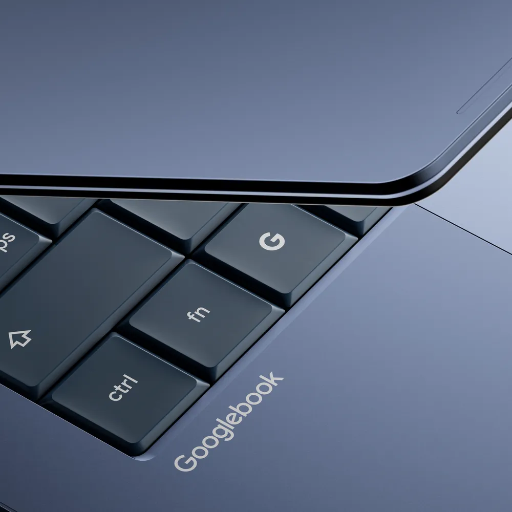 Googlebook keyboard angle Magic Pointer Gemini Intelligence laptop
