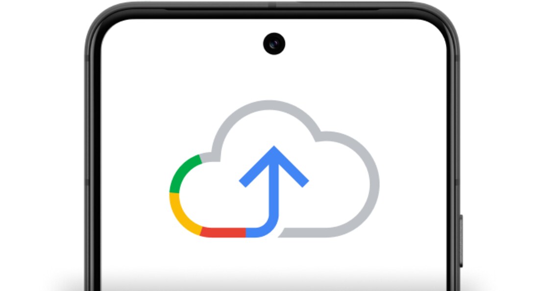 Google One backup illustration for a phone syncing to cloud storage