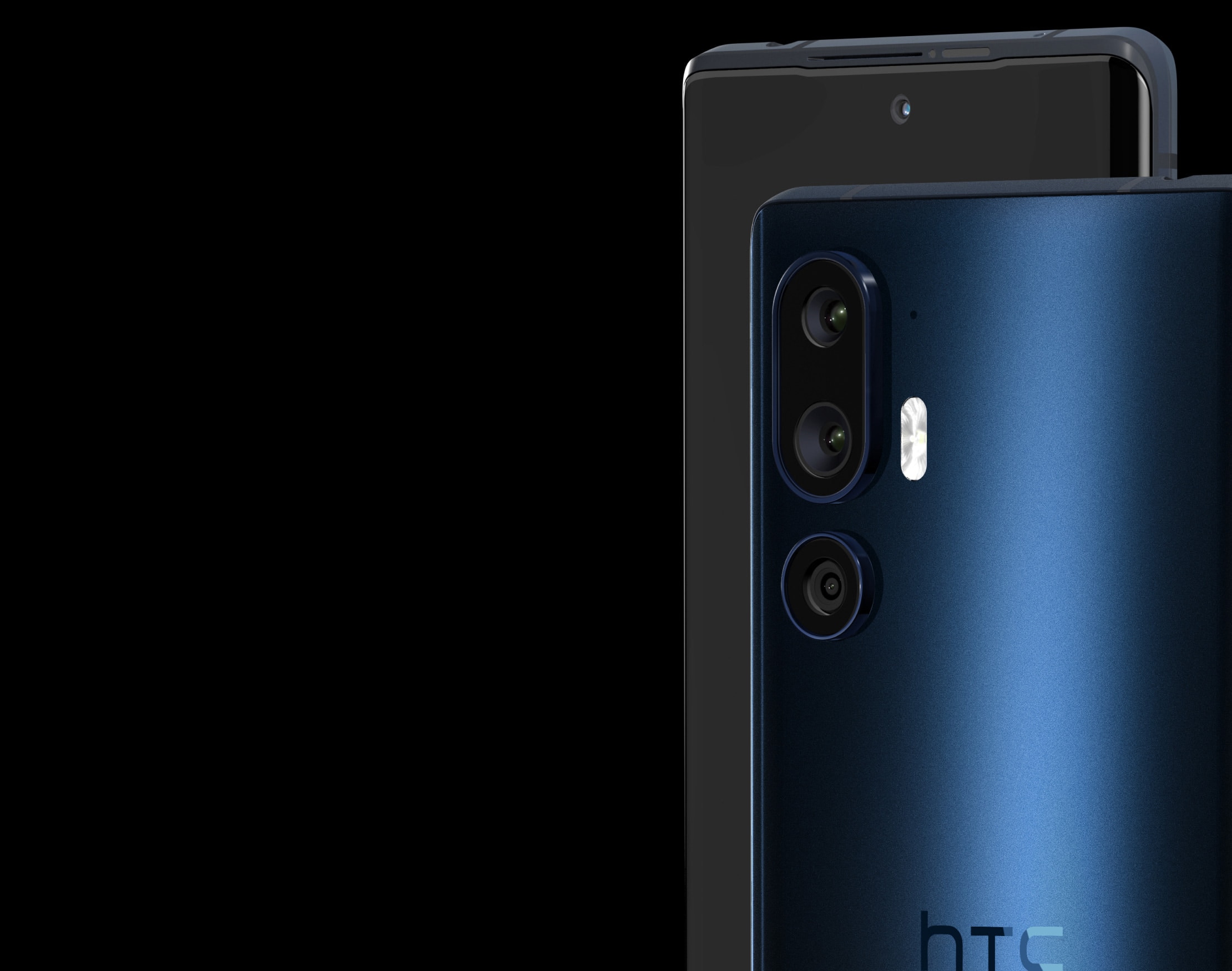 HTC U24 Pro flagship camera array close-up showing the 50 MP dual main and front cameras