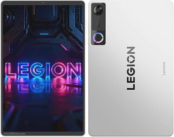 Lenovo Legion Tab Gen 5 in profile showing the unibody design and rear of the gaming tablet