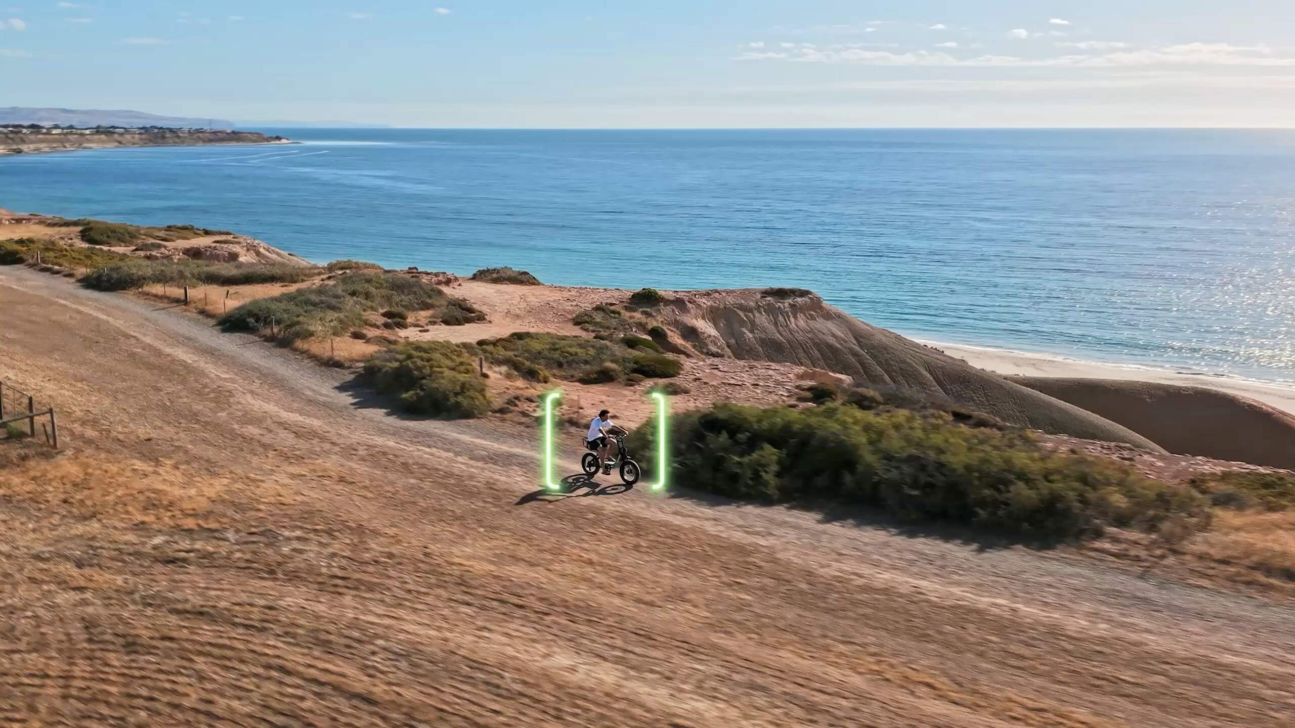 DJI Lito X1 UK ActiveTrack following a dirt-bike rider along the coast