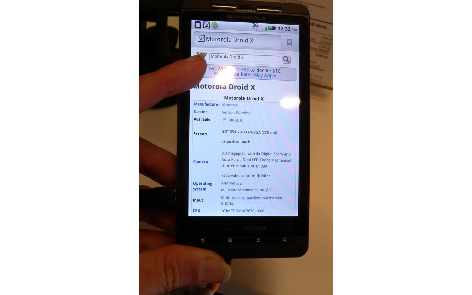 Motorola Droid X Android smartphone