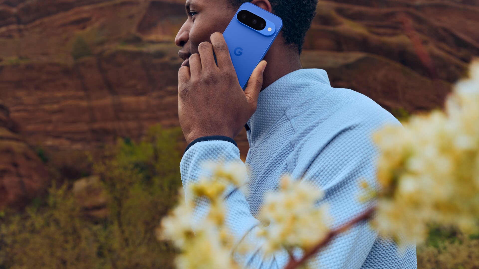 Pixel 10 Pro Indigo lifestyle shot for the Pixel 10 Pro vs Galaxy S26 Ultra comparison