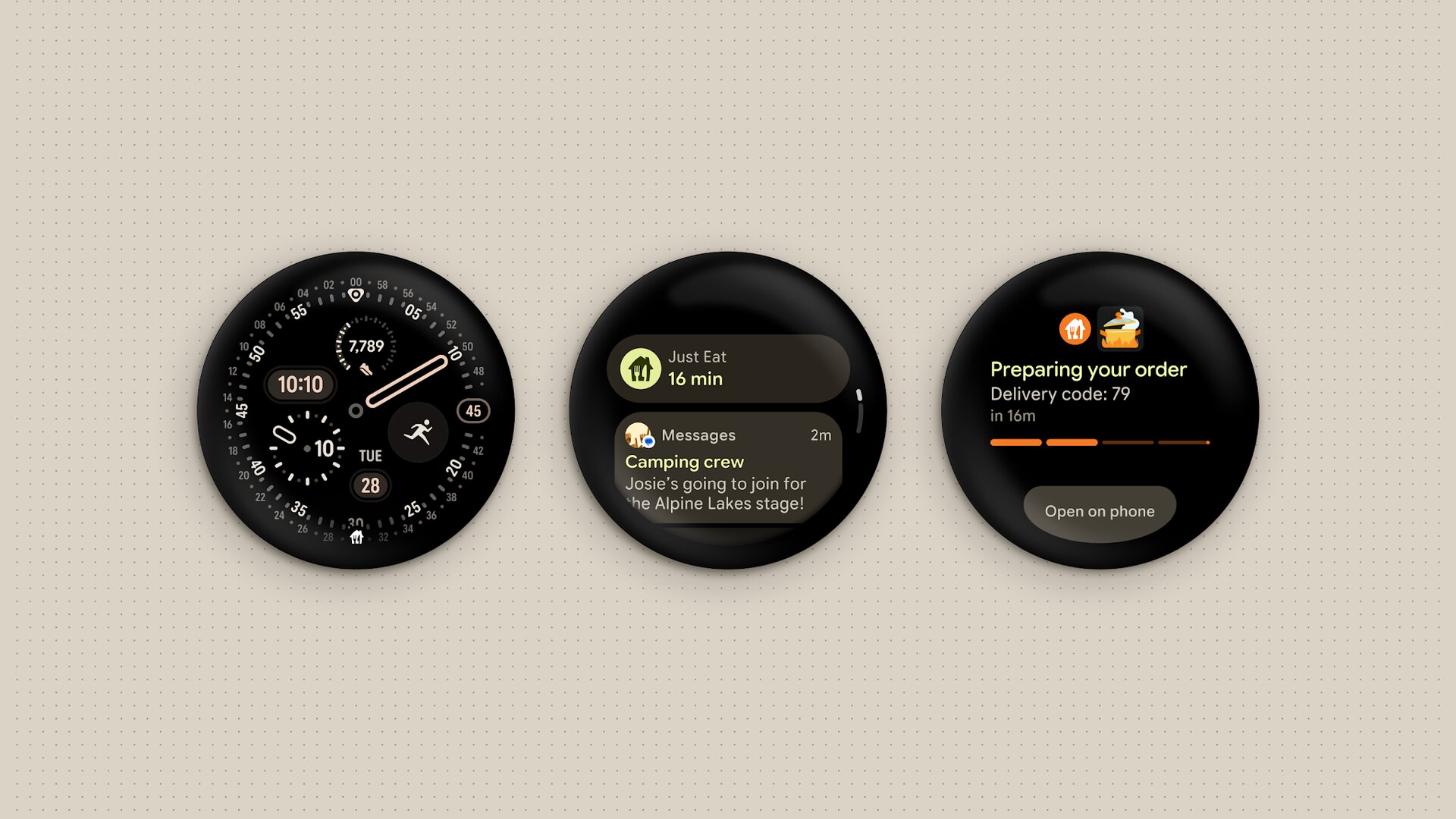 Google Wear OS 7 Live Updates pulled across to the watch face