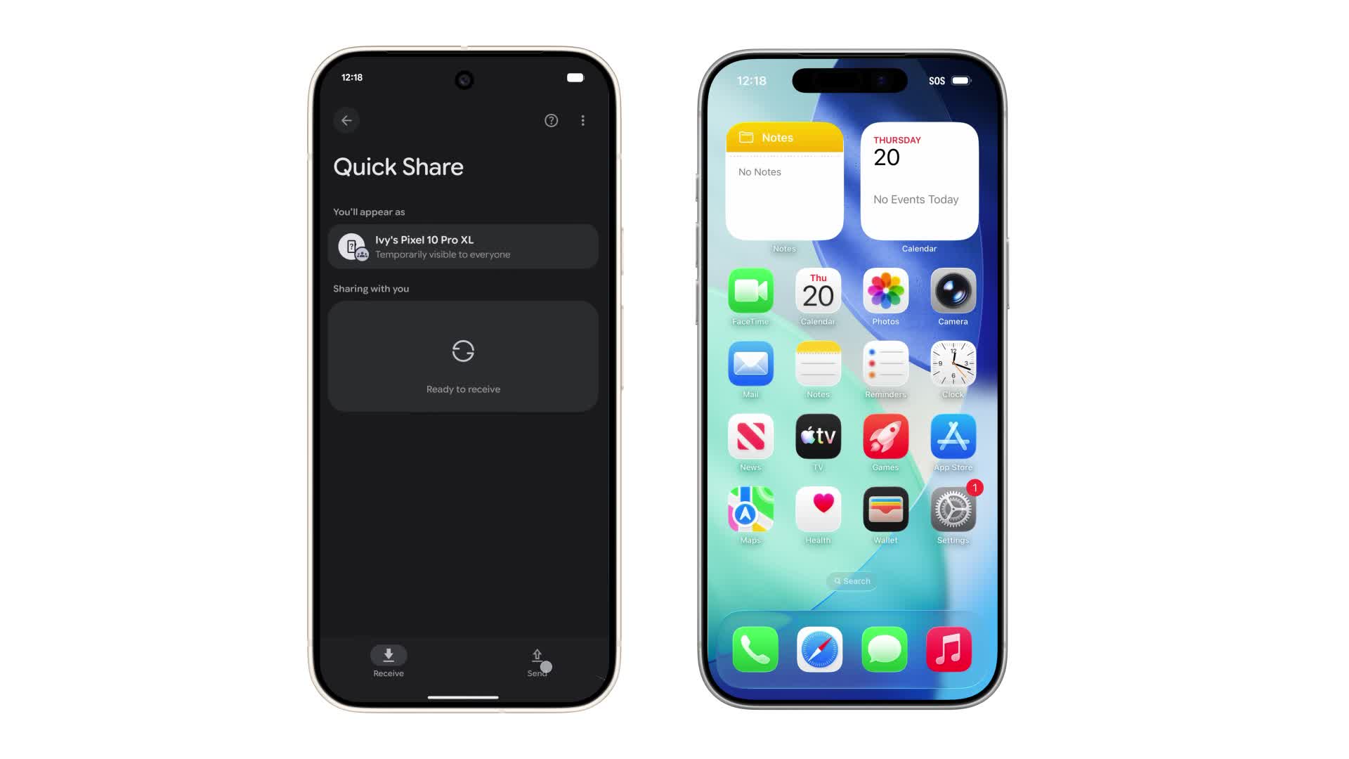 Quick Share AirDrop file transfer Android to iPhone