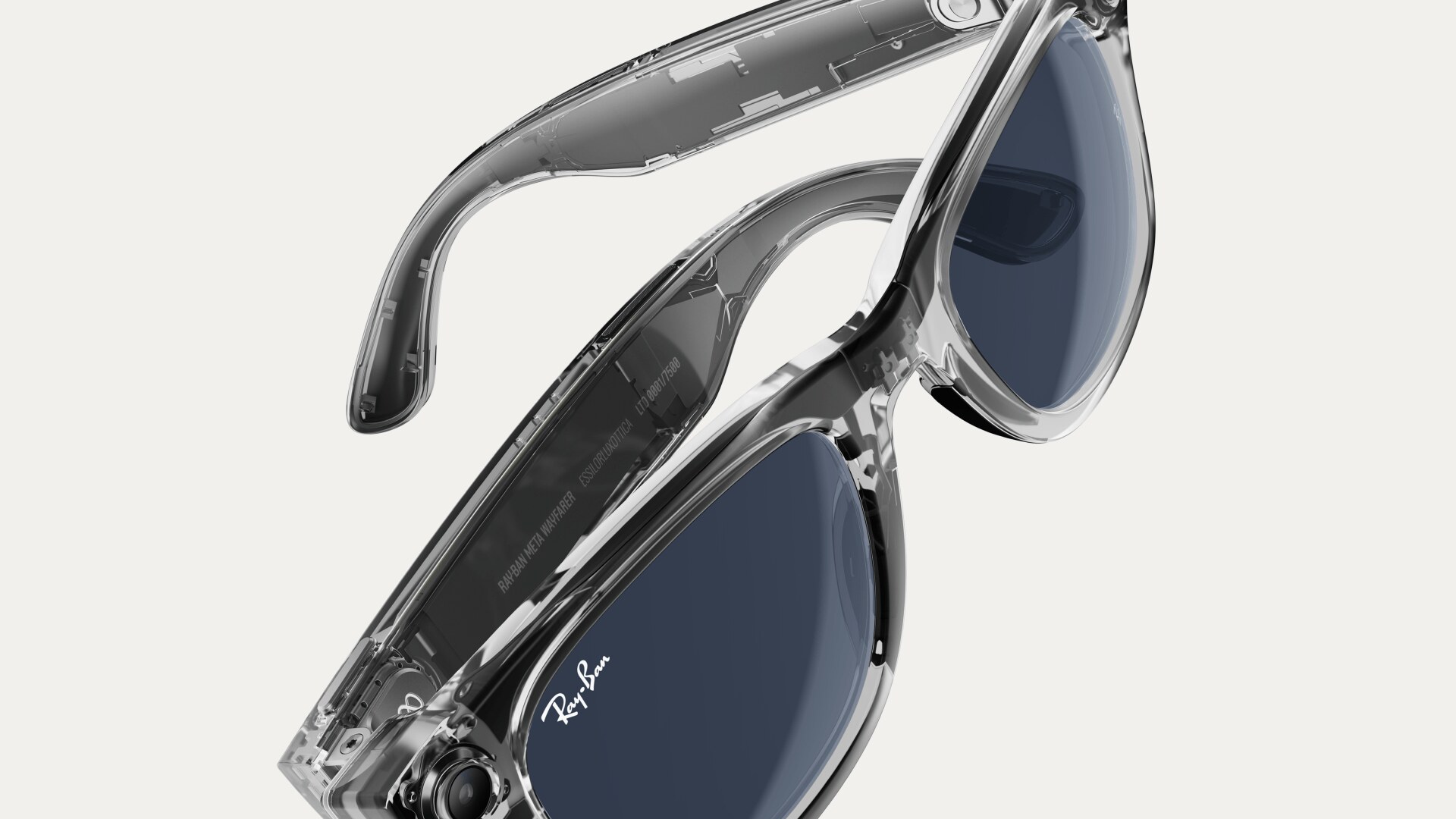 Meta AI glasses privacy capture LED on a transparent frame