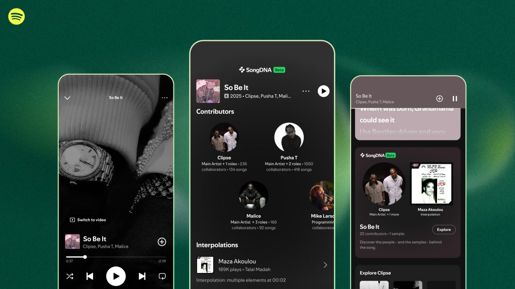 Spotify SongDNA AI music context alongside Verified by Spotify badge