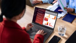 ThinkPad X13 Gen 7 business laptop in use in an office